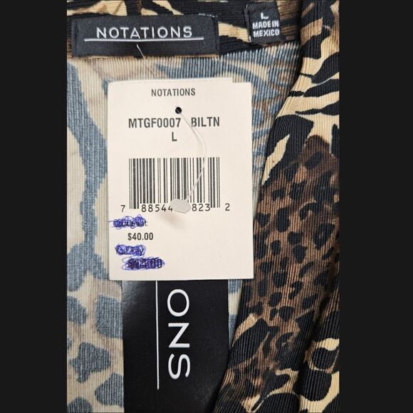 NOTATIONS Women's Short Sleeve 2For One Safari Leopard Print Blouse Size Large - Picture 14 of 16